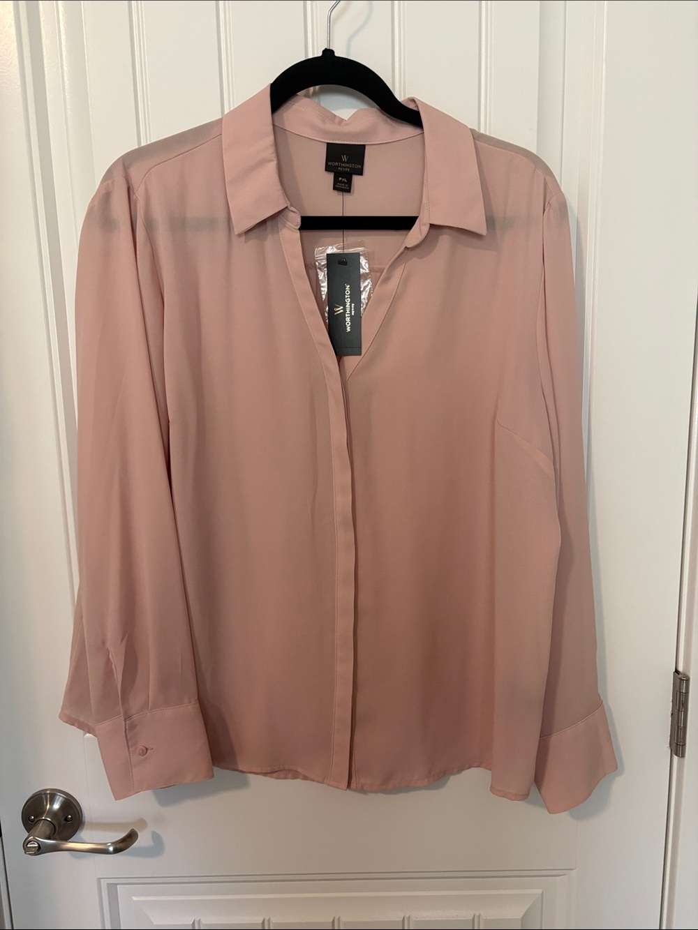 Worthington Petite XL PXL Pink Blouse Button Down Work Top NWT